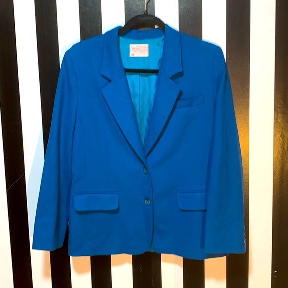 Pendleton Jackets & Blazers - Vintage Pendleton Virgin Wool 2 Button Teal Blue Blazer Size Small Petite